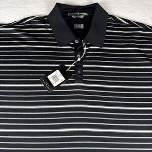 NWT! Tiger Woods Golf Polo Black Striped Double Mercerized Size XXL